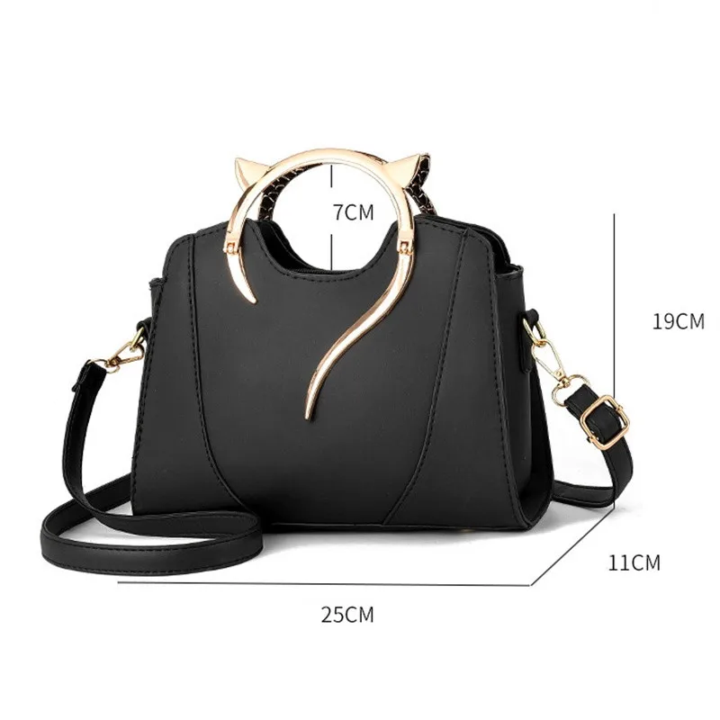 

Black Solid Color PU Leather Women's Handbag Fashion Cute Shoulder Bag Casual Hobos with Lipstick & Necklace Totes Design