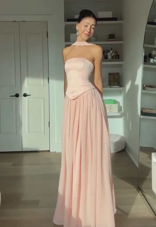 Vestidos de fiesta rosas elegantes de Arabia Saudita personalizados, vestido de noche de fiesta sin tirantes y vestido para ocasiones formales hasta el suelo