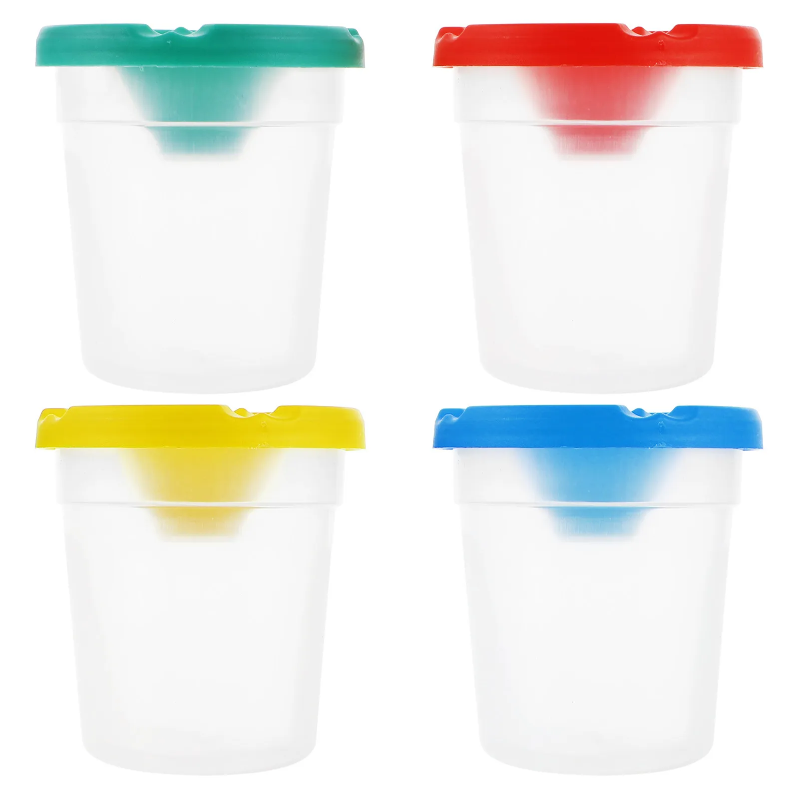 4Pcs Rotating Painting Brush Wash Bucket Compact Easy-to-Clean ABS Brush Basin for Young Artists Kids Painting Tools Studio Use view 4
