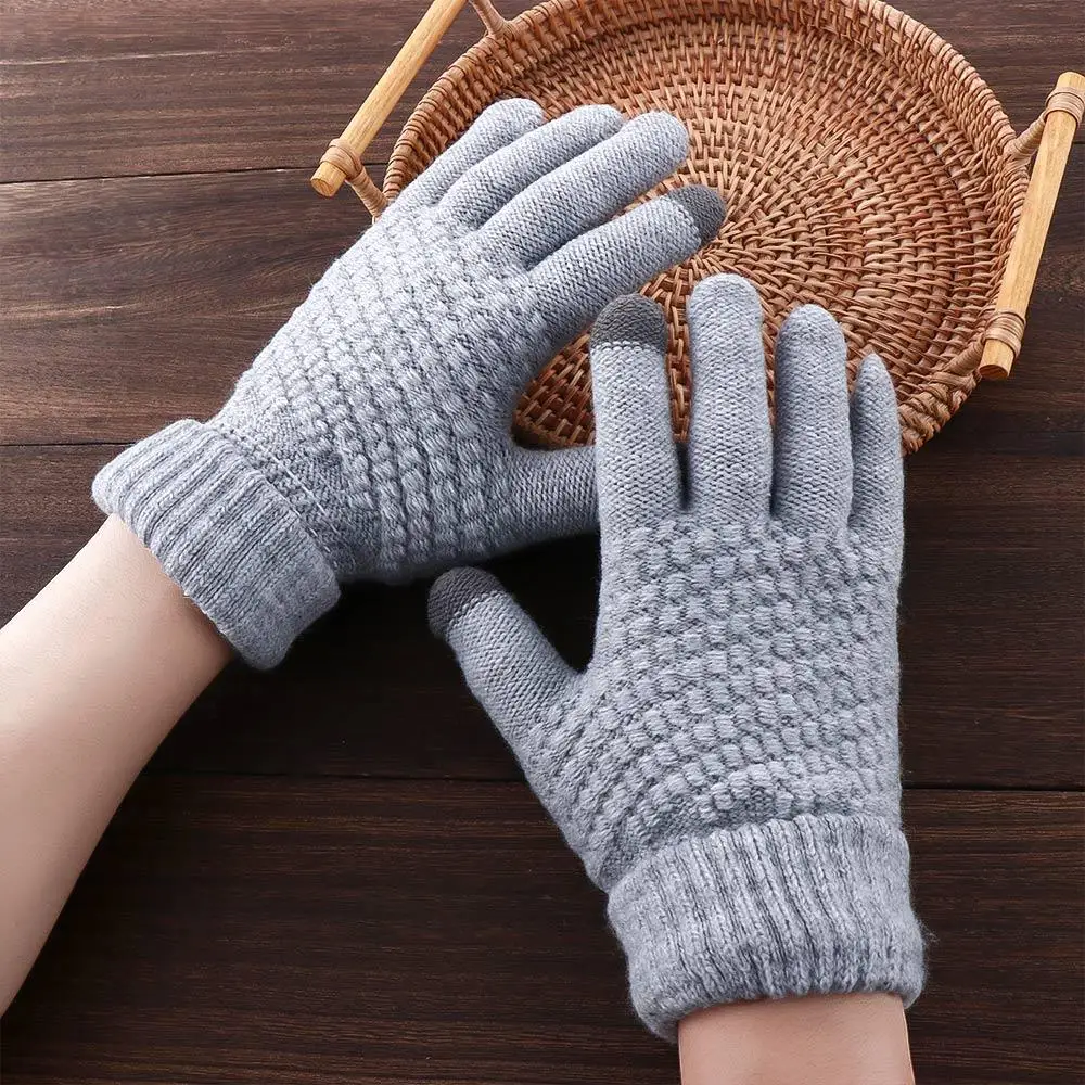 

Magic Villus Heated Knit Guantes Girl Screen Mittens Female Finger Wrist Touch Women Gloves Warm