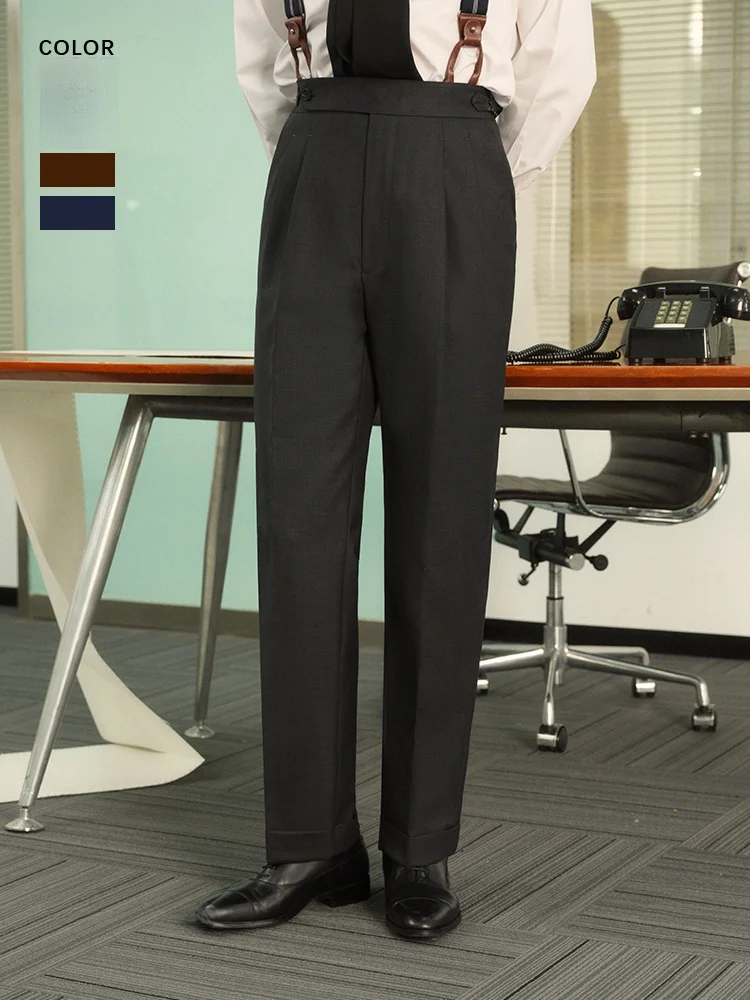 

Мужские брюки Cultum Gentleman's Armor из 70% шерсти, плиссированные, с пуговицами, в парижском стиле, повседневные, деловые, прямого кроя, длинные