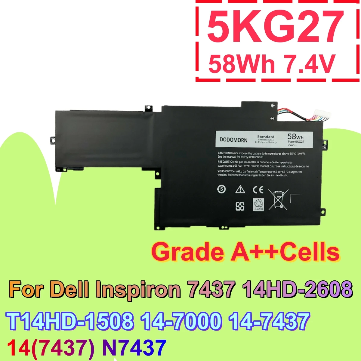 Laptop Battery 5KG27 For Dell Inspiron 7437 14HD-2608T 14HD-1508 14-7437 14HD-2508 N7437 14HD-1608T P42G001 0C4MF8