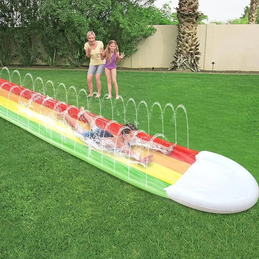 480x75CM Inflatable Water Slide Mat Summer Swimming Pool Waterskiing Splash Toys Outdoor Backyard Lawn Water Slides Sprinkler