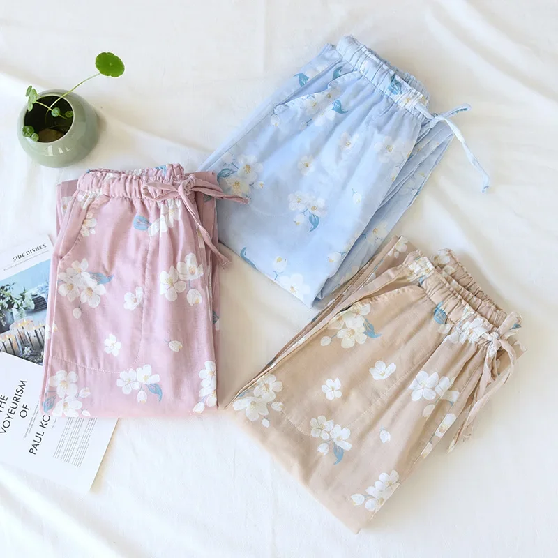 

Women's Sweet Cute Home Trousers Loose Cotton Casual Sleep Bottoms Fragmented Printed Pajama Pants Spring Autumn Sleepwear