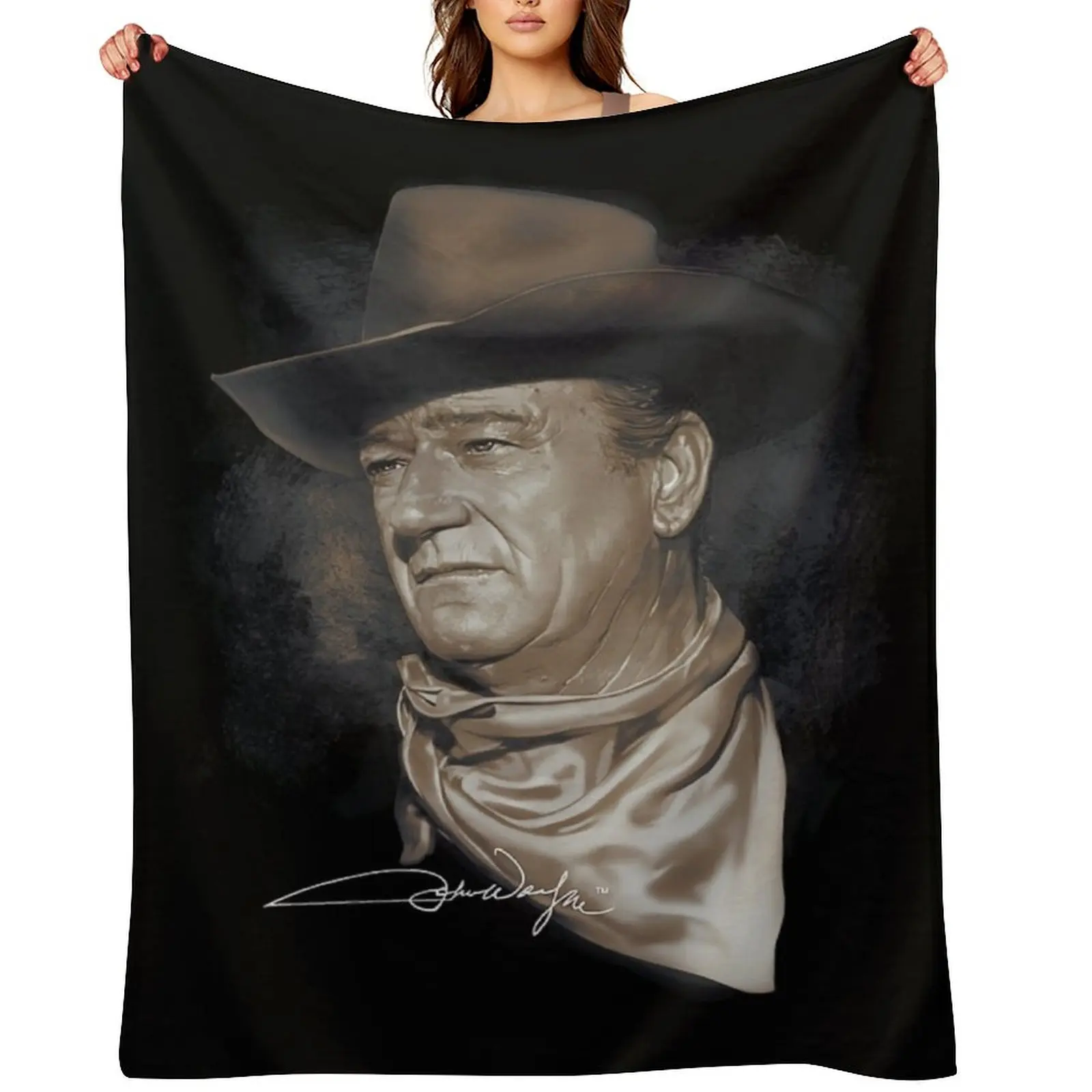 

john wayne the duke western fred oxley transparent\t Throw Blanket Luxury Designer Loose Soft Plaid Plaid on the sofa Blankets