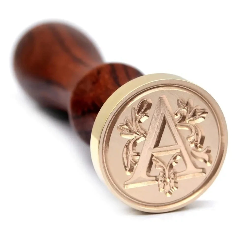 1 pc Letter A-Z Wax Seal Stamp with wooden handle, Student Personality Hand Account Wax Seal Paint Copper Head, Seal Wax Stamp