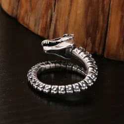 Buyee 925 Sterling Silver Dinosaur Bone Ring Bold Large Statement Ring for Men Women Fashion Unique Fine Fashion Jewelry Gift