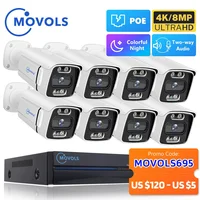 MOVOLS 8CH 5MP 8MP POE Security Camera System Two Way Audio 8MP NVR Kit CCTV Outdoor IP Camera H.265 P2P Video Surveillance Set
