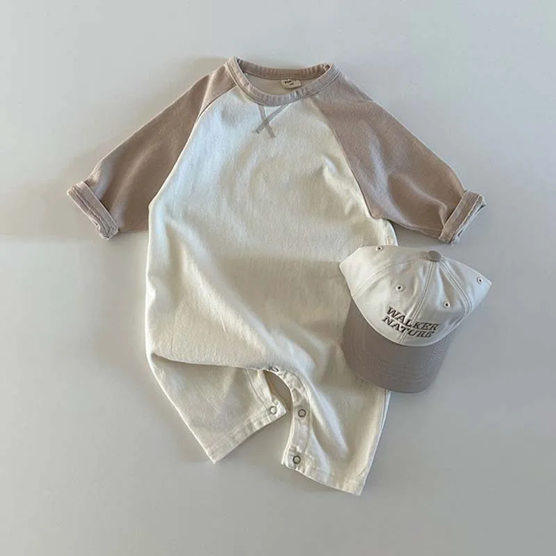 Zachte Katoenen Herfst Baby Romper Kleur Blokkerende Koreaanse Peuter Jumpsuits Voor Meisjes Jongens Kleding Baby Outfit Pasgeboren Eendelig