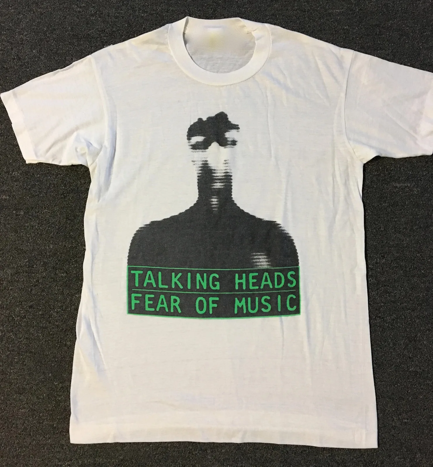 Vtg Talking Heads Band Fear Of Music Cotton White Full Size Unisex Shirt