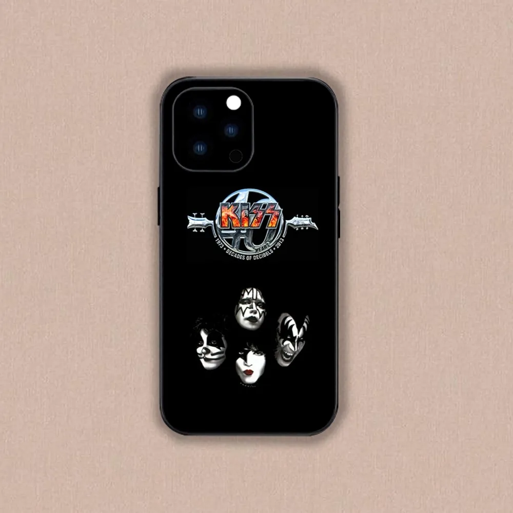 KISS Band Phone Case For iPhone Mini 11 12 13 14 15 Plus Pro Max XR XS Black Shell