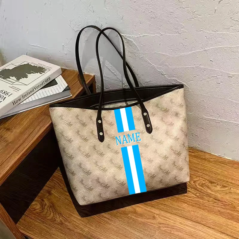 Sac à main en cuir personnalisé bricolage pour femme, grands sacs initiés, fourre-tout à rayures initiales, sacs à main pour dames, shopping, A +++