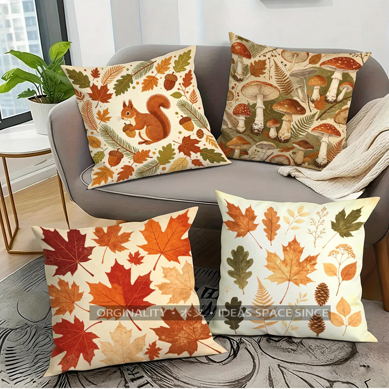 Autumn Forest Throw Pillow Covers Pattern Cushion Cover Suitable for Sofa Bedroom Car Pillow Cover