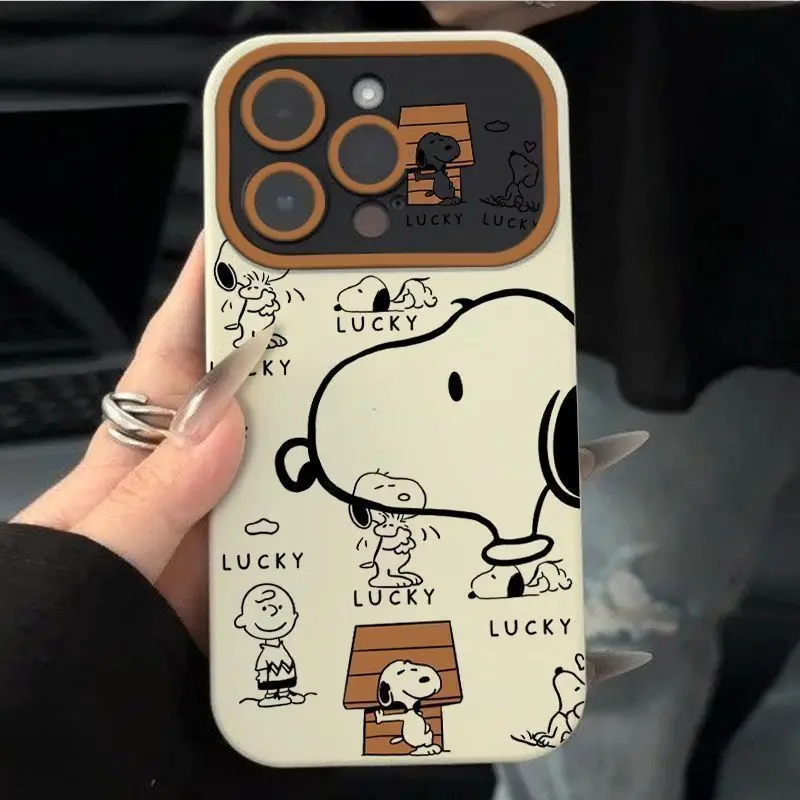 New Cute Anime Peripheral Snoopy TPU Soft Phone Case for IPhone 16 17 15 Pro 13 ProMax 14 Plus Pro All-inclusive Holiday Gift