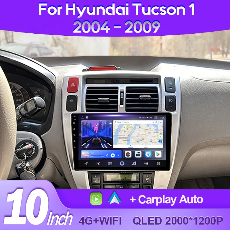 

QSZN для Hyundai Tucson 1 2004 - 2009 LHD 2K QLED Android 13 автомобильное радио, мультимедийный видеоплеер GPS AI Voice 4G CarPlay, головное устройство