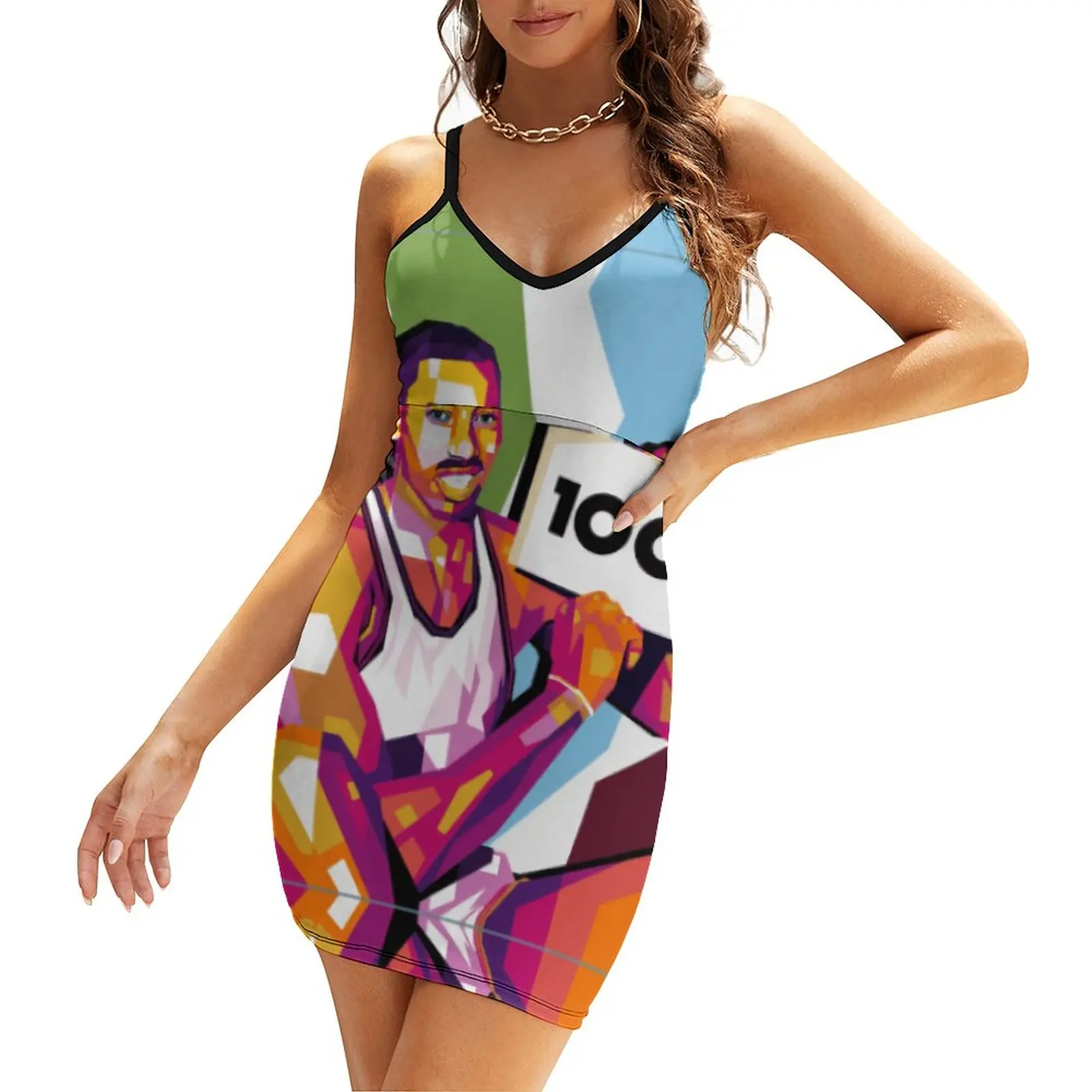 Wilt The Stilt The Big Dipper Goliath Basketball Stars  (9) Creative Sexy Woman's Clothing Women's Sling Dress Cool  Clubs Dress