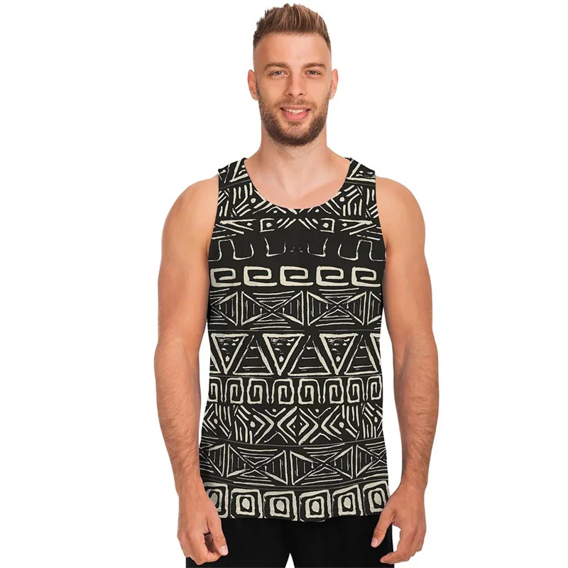 Vintage 3D Print Ethnic Aztec Trippy Styles Tank Top Men Kid Cool Streetwear Short Sleeveless Fashion Gym Workout Tank Tops Vest