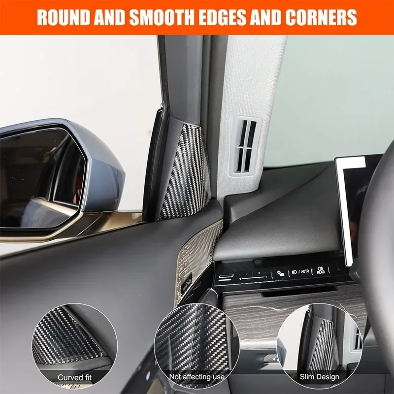 

2Pcs Soft Carbon Fiber For BMW 5 Series G60 2024+ Car Interior A-pillar Decorative Stickers Car Interior Accessories