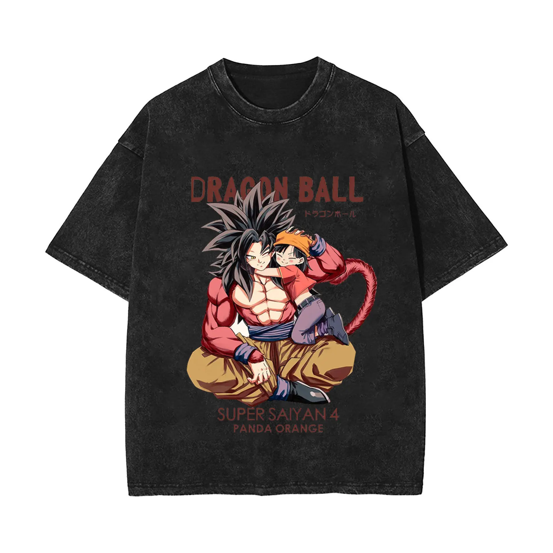 Camiseta Dragon Ball GT Goku Super Saiyan 4 con Pan, Estilo Vintage Lavado, Verano 2026, Oversize, Streetwear, Algodón, para Hombre y Mujer