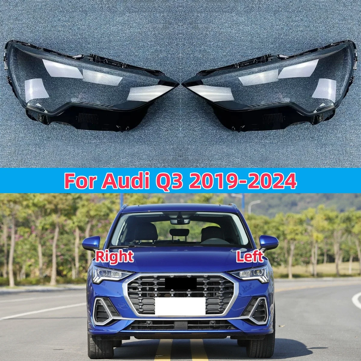 

Для Audi Q3 2019 2020 2021 2022 2023 2024 крышка фары автомобиля линза стекло замена переднего абажура авто корпус