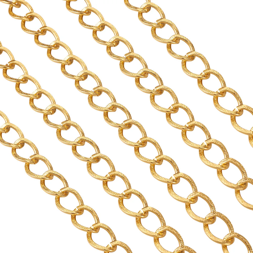 50m Aluminum Curb Chain Unwelded Twisted Link Chain for Bracelet Necklace Jewelry Making without Spool Black Golden Silver Color