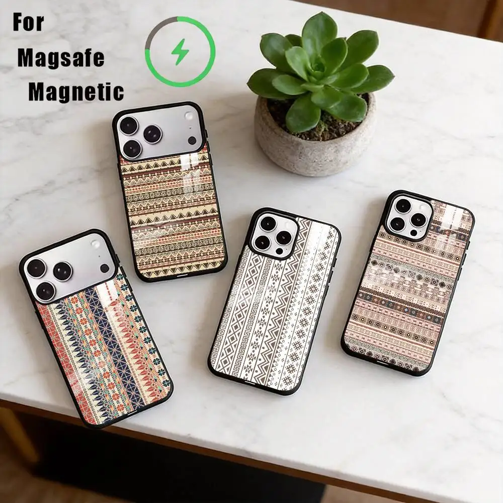 

Чехол для телефона B-Boho PrintPattern для iPhone 17, 16, 15, 14, 13, 12, 11 Plus, Pro, магнитный, с беспроводной зарядкой Magsafe