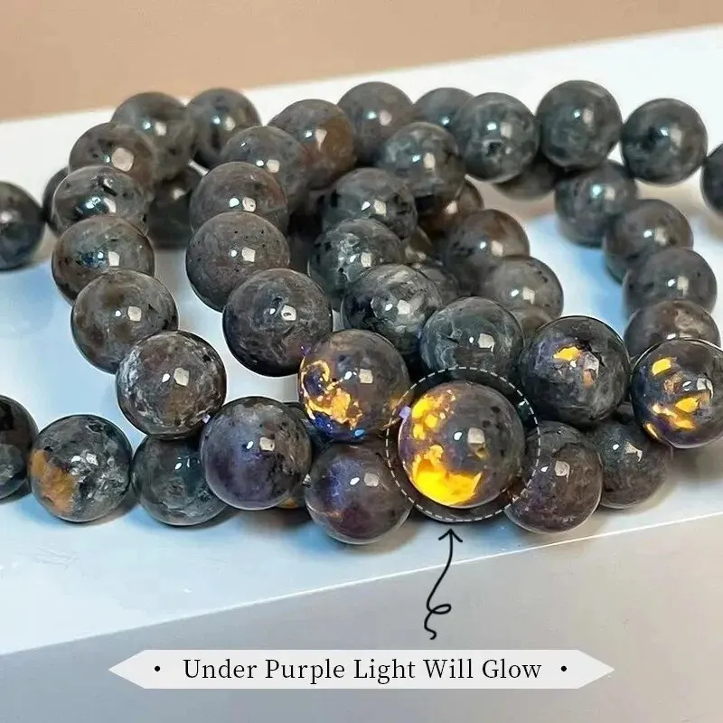 Charm Natural Flame Stone Beaded Bracelet Men Women Powerful Chakra Yooperlite Fire Stone Energy Meditation Bangle Jewelry