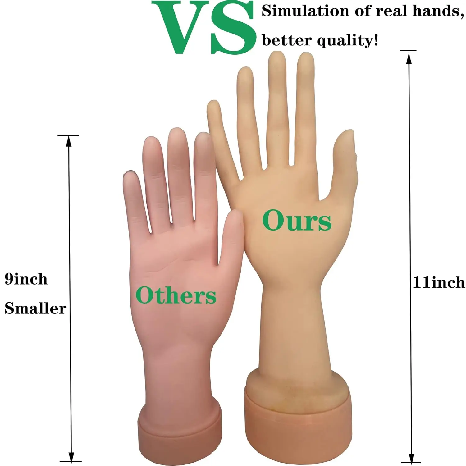 Manflexível para prática de unhas de mão, com dedos macios, treino de manicure, mão falsa