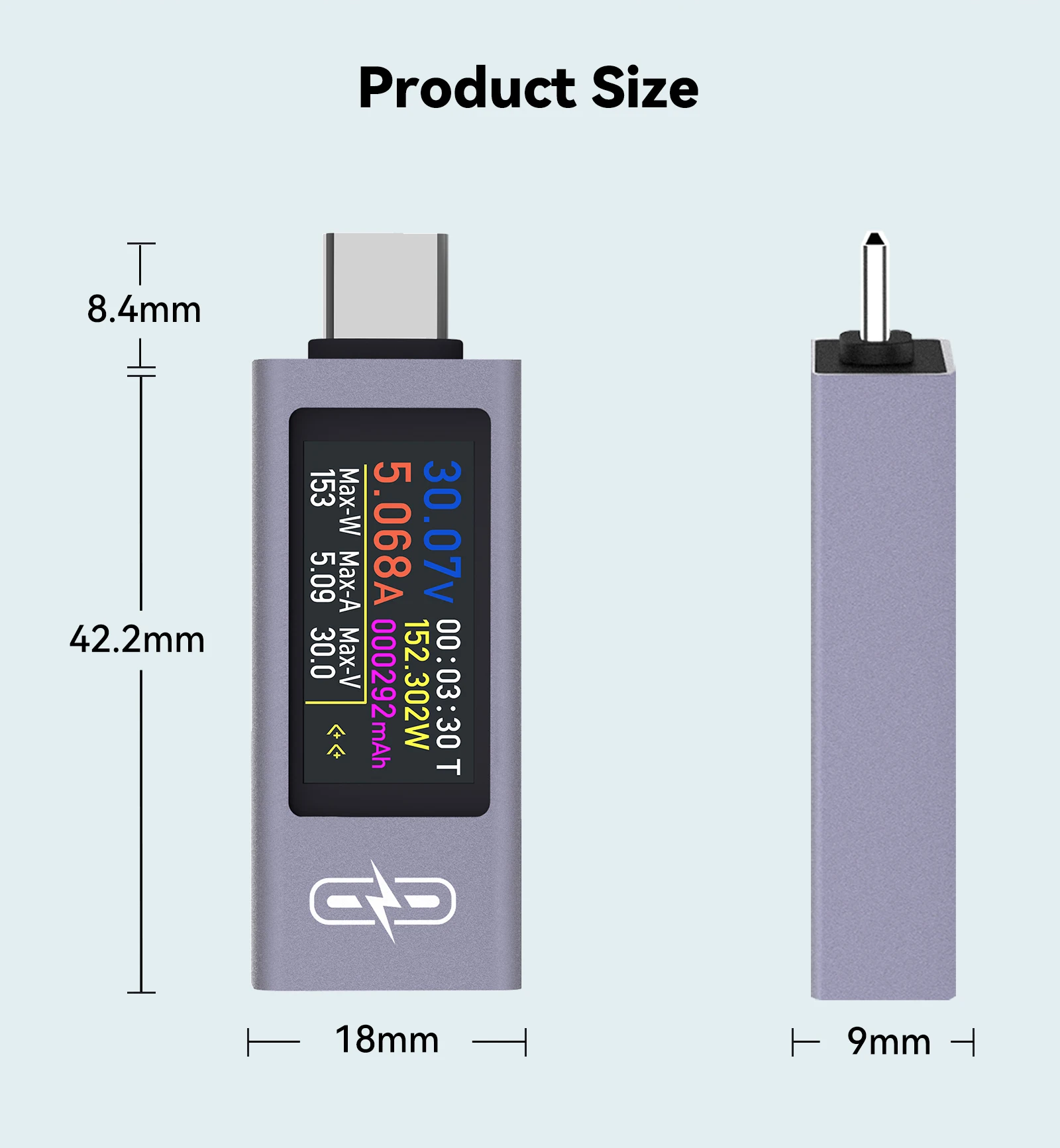 UT02C USB Farbdisplay Typ-C Tester Spannungsmesser DC4-30V 12A Schnellladungs-Trigger CPU-Monitor Spannungs-Strom-Leistungsmesser – Detail 13