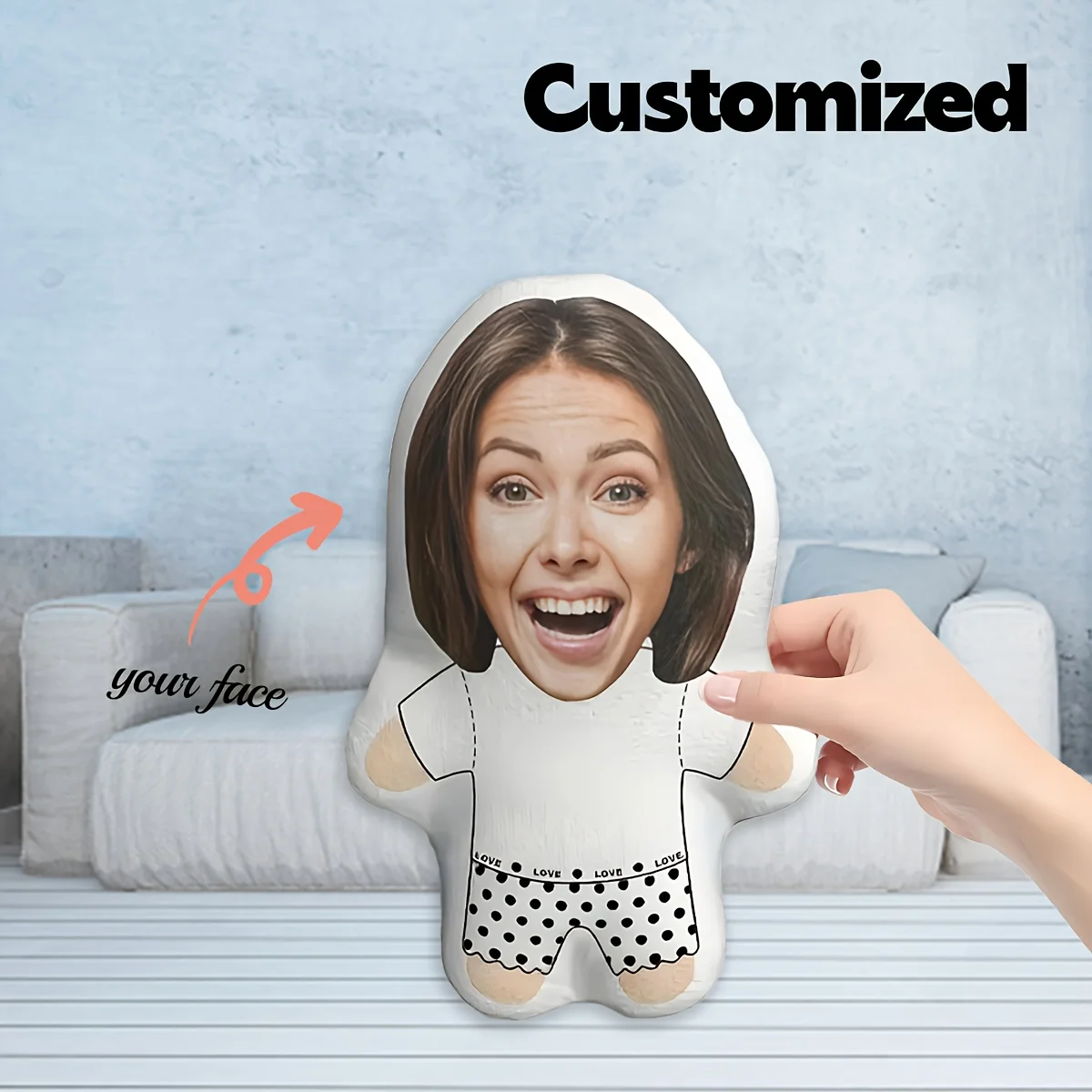 1pc Custom Photo Pillow, Black And White Spotted Shorts Pillow, Suitable for Father'S Day, Mother'S Day, Halloween, Christmas, C