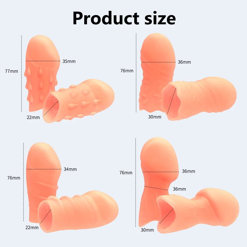 Male Penis Sleeve Extender Reusable Condom Dick Sleeve Glans Cover Cock Enlargement Delay Ejaculation Sex Toys For Men Goods