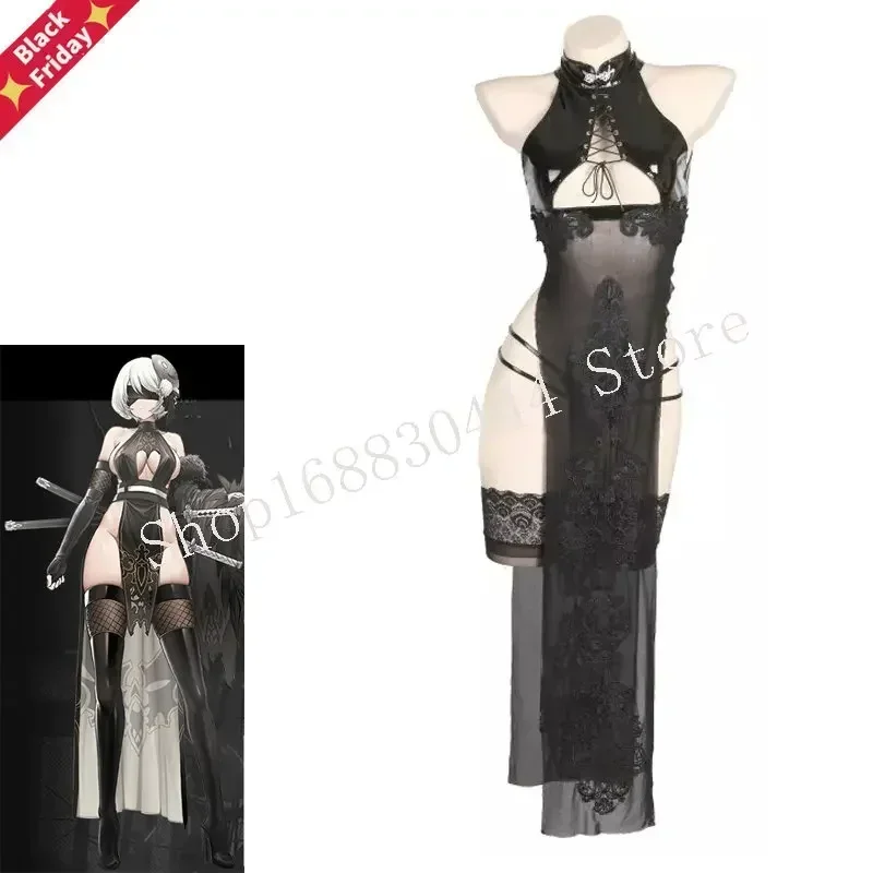 Bear House AniLV ゲーム NieR Automata 2B 水着 スイムドレス コスチューム 女性 セクシー スク水 タートルネック チャイナドレス Swimwear2025 PPT01..