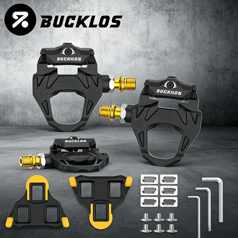 

BUCKLOS Road Bike Lock Pedal for SPD SL Faster Self-Locking Pedal Lightweight High Strength Bicycle Clipless Pedals with Cleats