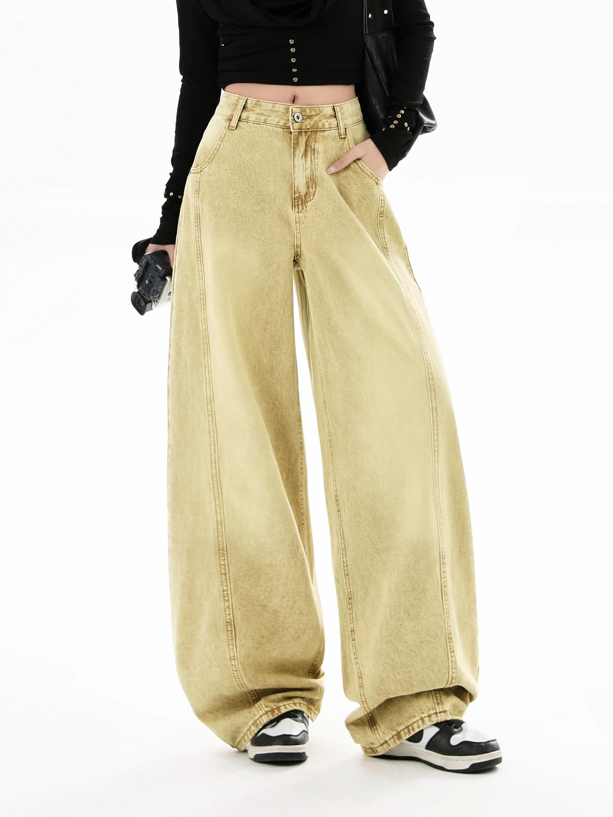 

ZHISILAO новые винтажные мешковатые широкие зауженные джинсы женские повседневные свободные джинсовые брюки осень-зима 2025