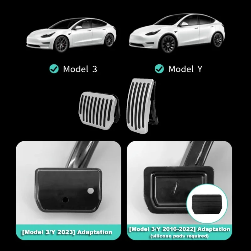 Tesla modeli 3 Model Y için ayak pedalı pedleri Set yivli kauçuk paslanmaz çelik fren ve gaz pedalı aksesuarları kapsar
