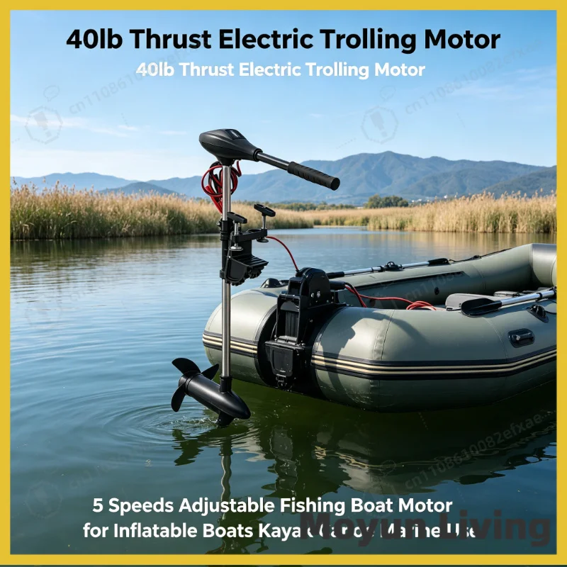 40lb Thrust Electric Trolling Motor 5 Speeds Adjustable Fishing Boat Motor Lightweight Portable for Inflatable Boats Kayak Canoe