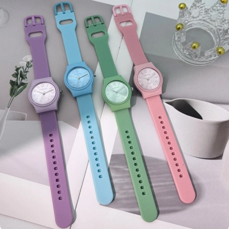 

1 шт. яркие цвета наручные часы для женщин модные кварцевые часы силиконовый ремешок циферблат женские часы повседневные женские часы