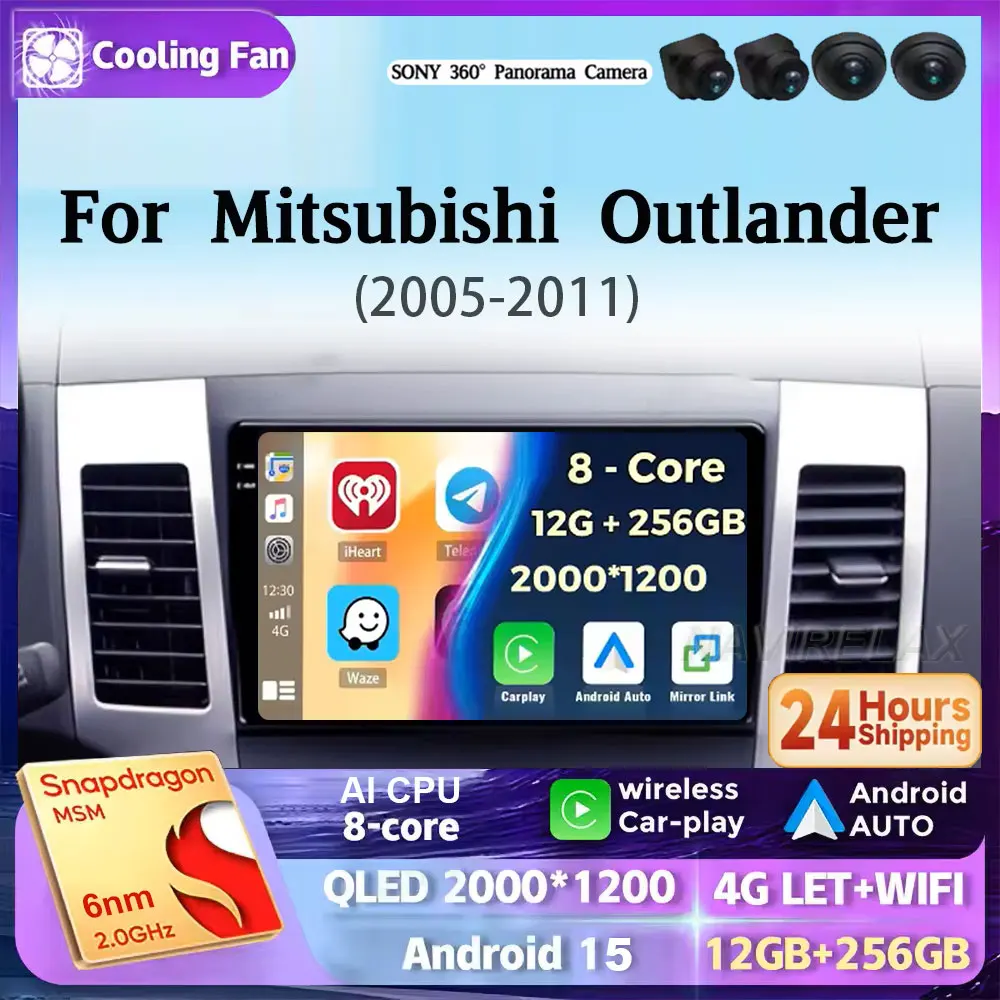 

Android 15 Carplay Auto 2K экран автомобильный радиоприемник мультимедийный плеер для Mitsubishi Outlander 2005 2006 2007-2011 авторадио GPS стерео