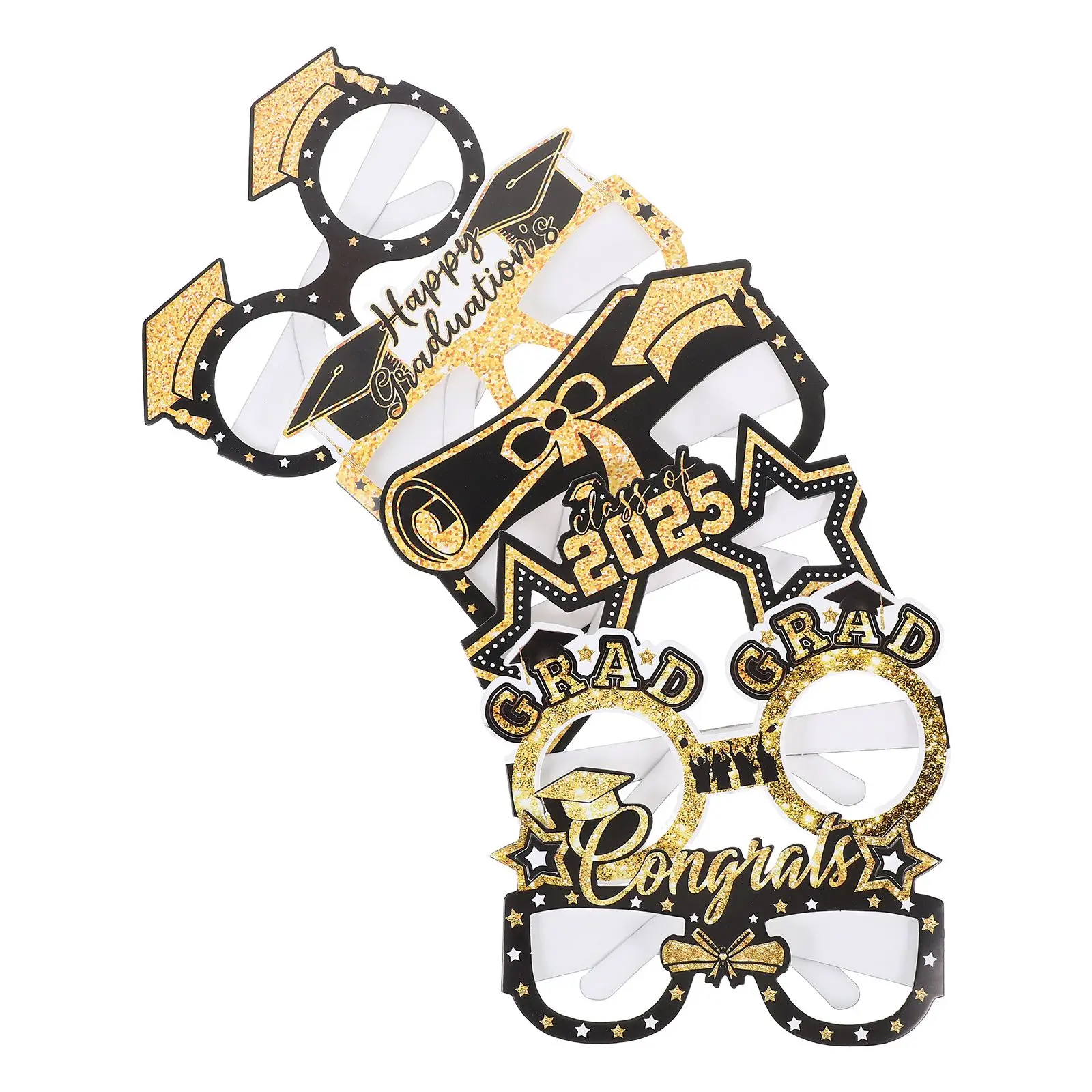 

6 Pcs Graduation Party Glasses Fashionable Novelty Photo Props Lightweight Paper Material Prom Birthday Wedding