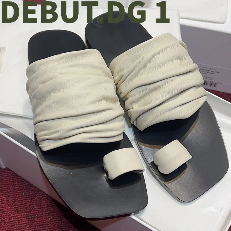 Minimalist Summer Sandals Imported Lambskin Leather Italian Genuine Leather Sole Comfortable Slide Sandals for Women