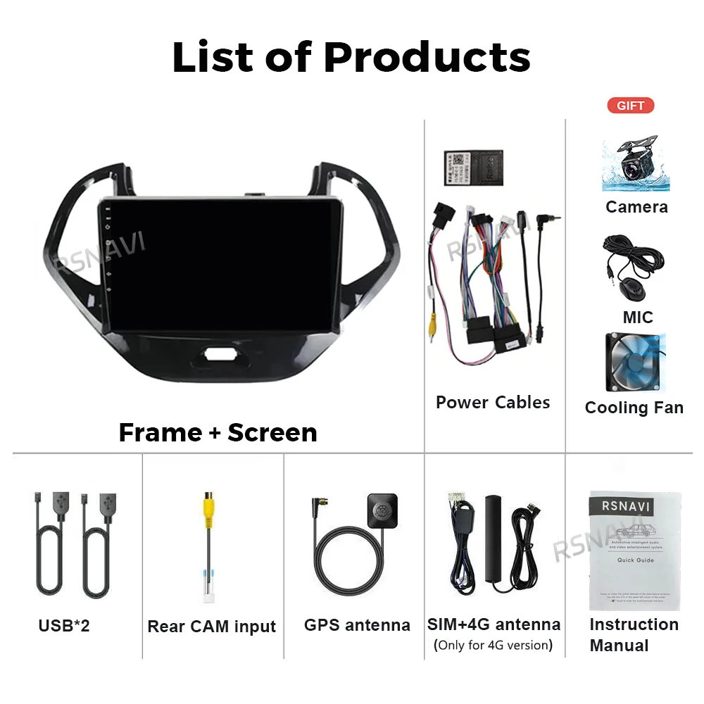 Android 16 Carplay Auto For Ford Figo 2015 2016 2017 2018 Car Radio 4G WIFI Player Multimedia Stereo Navigation Video 360 Camera