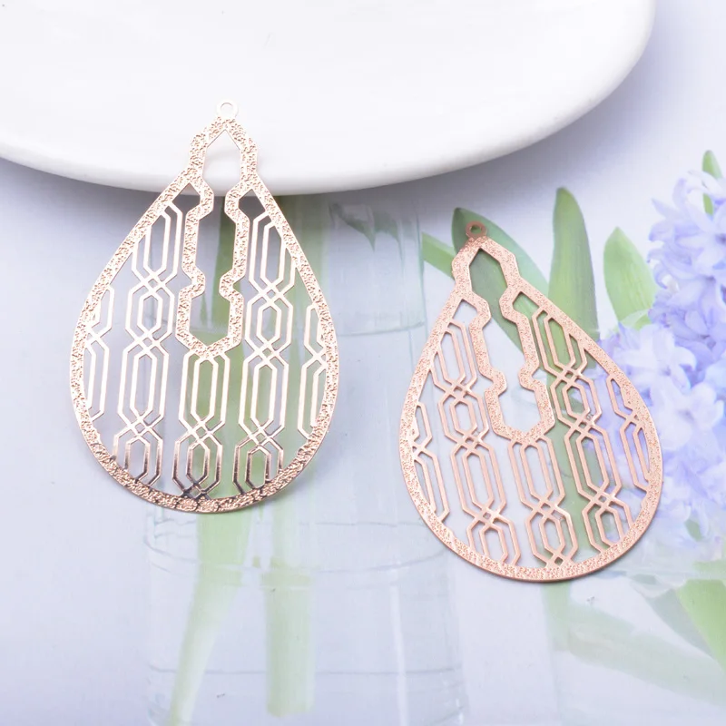 30 Stück AB3767 52*32mm Messing lackierte Tropfenform Laser-geschnittene Anhänger DIY Schmuck Ohrring Zubehör – Detail 5