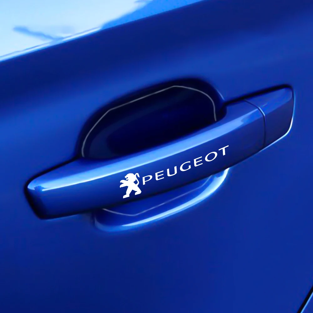 4pcs Car Door Handle Bowl Sticker Protector Decal Decor For Peugeot 301 307 308 406 508 2008 3008 5008 108 RCZ 607 4008 107 306