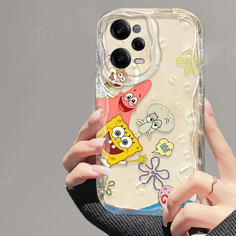 Lovely SpongeBobs Wave Phone Case For Xiaomi Redmi Note 13 12 11 Pro Plus 4G 5G 12S 11S 10 10S 9 9S 8 13C 12C 10C Turbo 3 Cover