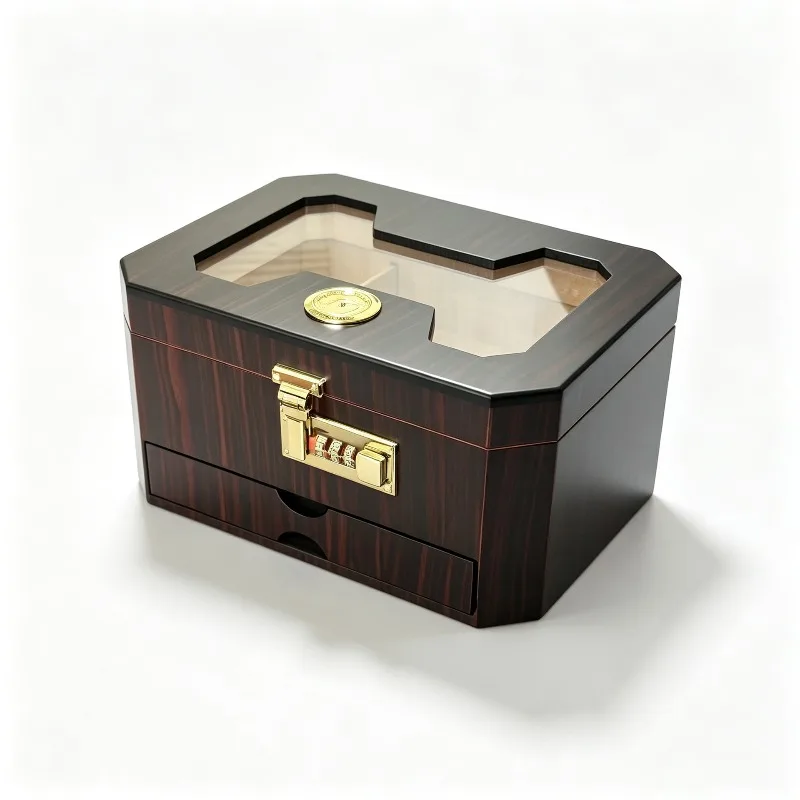For Large Capacity Double Drawer Humidor, Cedar Cigar Constant Temperature Humidification Perspective Hygrometer