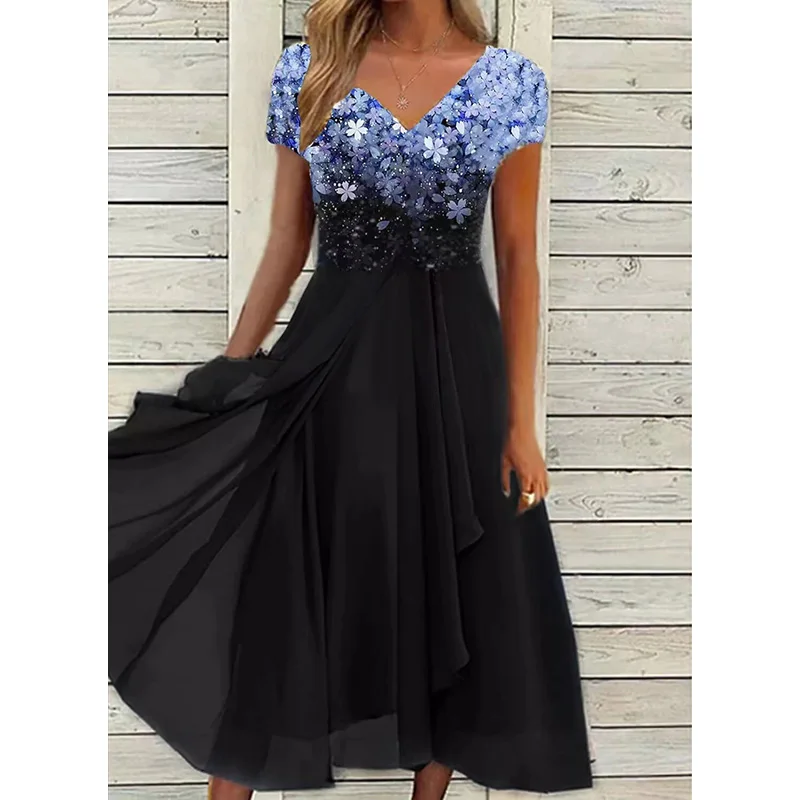 Abito lungo estivo taglie forti da donna casual Abito lungo da spiaggia elegante patchwork in pizzo di grandi dimensioni Abiti lunghi da sera per feste