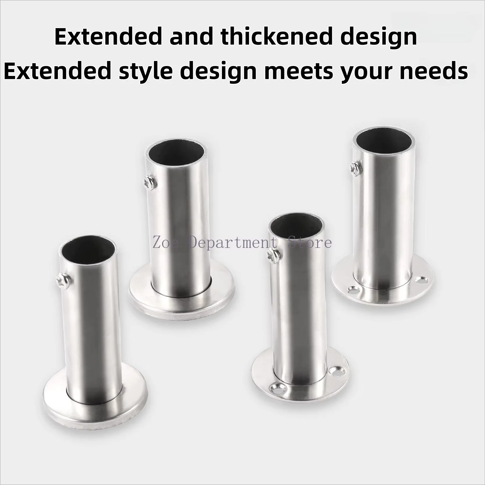 2Pcs 201 304 Stainless Steel 60mm 80mm High Tall Flange Holder Bracket Closet Rod Wall Floor 19mm 22mm 25mm 32mm Tube