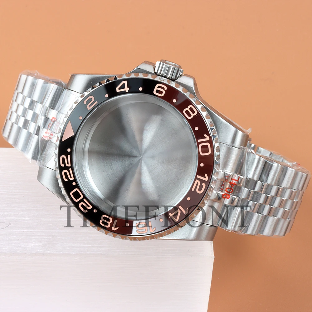 Fit Modified Seiko NH35 40MM Watch Case Classic 24 Hours Ceramic Bezel For GMT NH34 NH35 NH36 NH38 Movement 28.5mm Dial Jubilee image 3