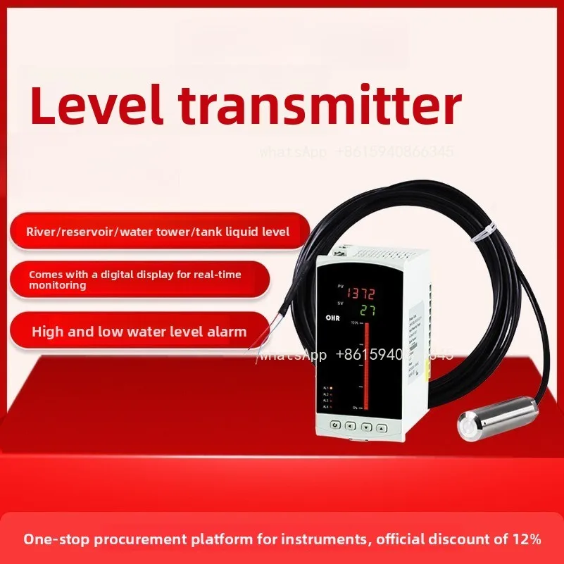 Input type liquid level transmitter static pressure sensor probe sewage pool river level monitoring display switch controller