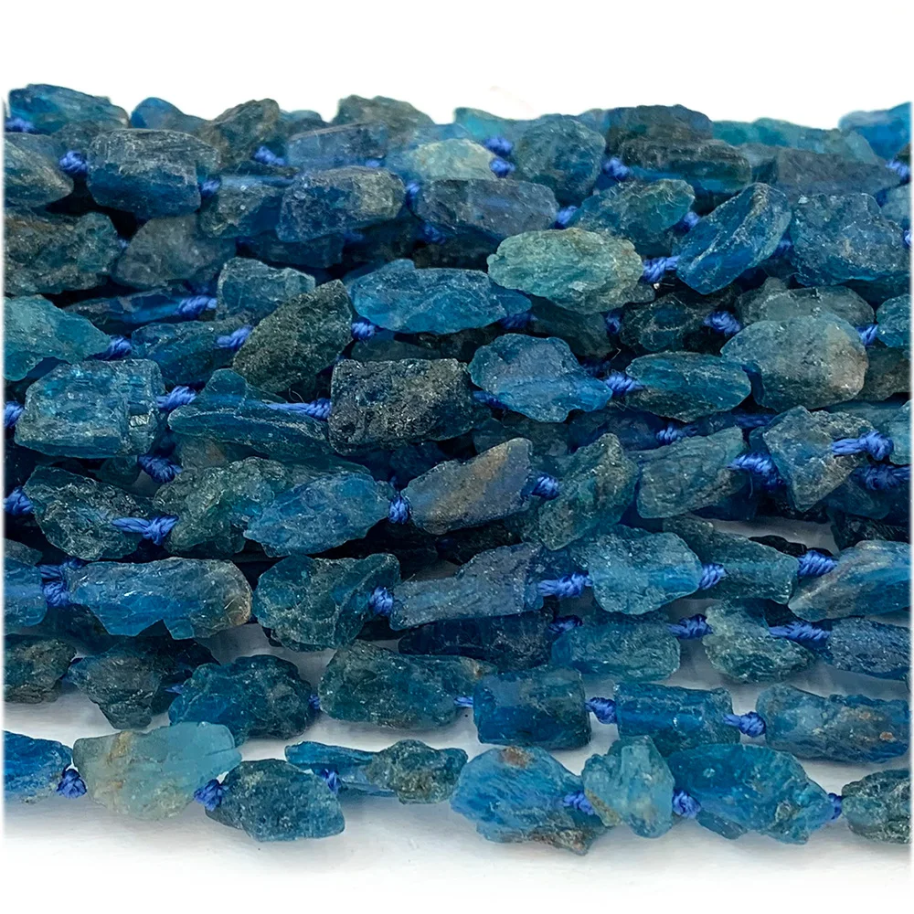 Veemake Natural Dark Blue Apatite Raw Mineral Nugget Free Form Loose Rough Matte Beads Jewelry Design Making Gemstones Crystal